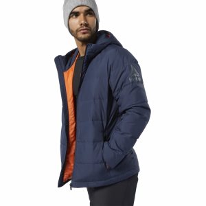 Kurtka Męskie Reebok Outdoor Lightweight Down Granatowe/Pomarańczowe PL 90JKESF